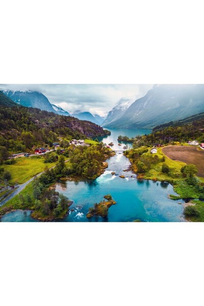 Zumzeria Tablou Canvas Aerial Of A Scenic Mountain Landscape, 80x50cm, tablou...