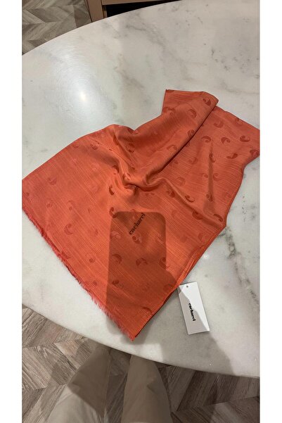 Cacharel B. Logolu İpek Koton Jakar Etol Şal Mercan