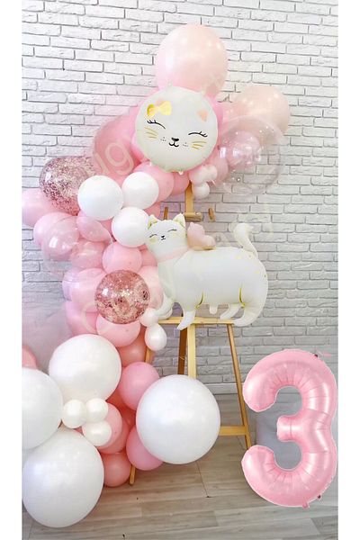 CUGY Girl's Cat Concept 3 Year Old Birthday Party Set