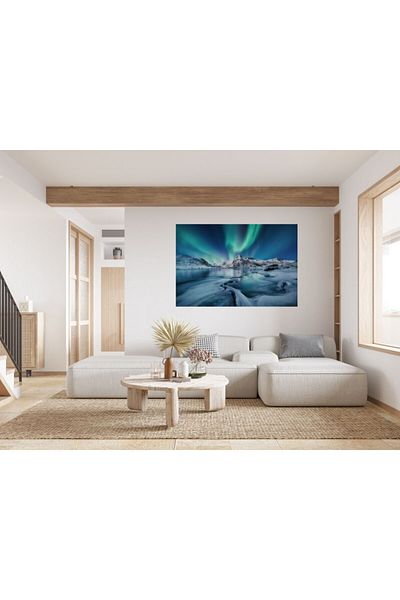 Zumzeria Tablou Canvas Amazing North Winter With Aurora Borealis View, 80x50cm, tabloucanvas920, Zumzeria ®