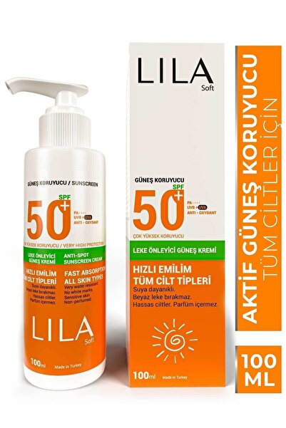 Lila Soft 100ml Dev Boy Güneş Kremi Leke Karşıtı 50 SPF (AloeVera Hediyeli)