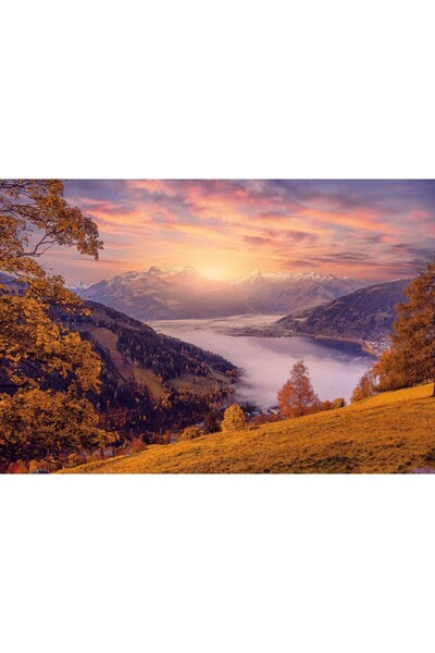 Zumzeria Πίνακας σε καμβά Κόκκινος Ουρανός Ηλιοβασίλεμα Πάνω από Βουνά, 80x50...