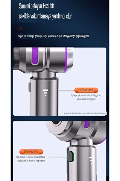 EN SİGA Üflemeli Güçlü Vakumlu Ev Ofis Araç Süpürgesi 15000PA Güçlü El Süpürgesi Şarjlı Çok Fonksiyonlu