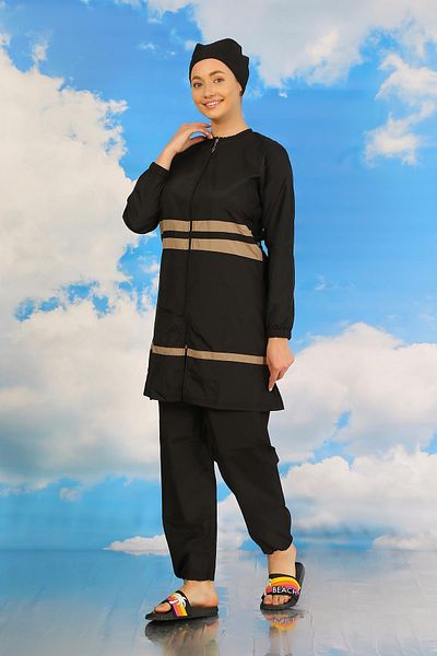 modaserdem Costum de baie pentru femei Mdsrdm Hijab complet-negru