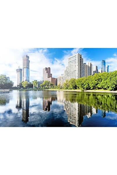 Zumzeria Tablou Canvas Cityscape Of Tower Buildings On The Riverbank, 80x50cm...