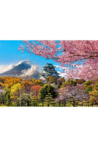 Zumzeria Tablou Canvas Castelul japonez și flori de cireș, 80x50cm, tabloucanvas1255, Zumzeria ®