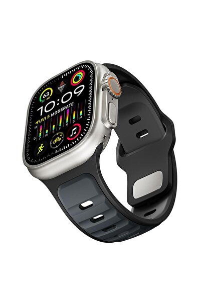 AktarMobile Apple Watch Ultra / Ultra 2 49 mm uyumlu Silikon Kordon Çift Renk...