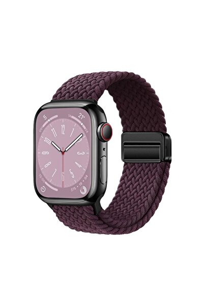 AktarMobile Apple Watch 7 8 9 45 mm uyumlu Örgü Kordon Magnetik D Tokalı Kayı...