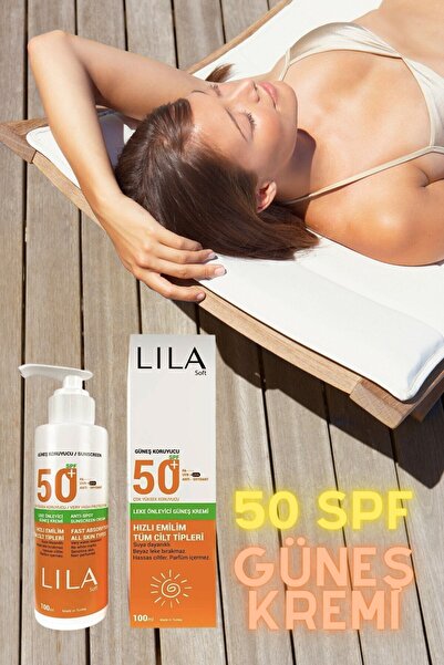 Lila Soft 100ml Dev Boy Güneş Kremi Leke Karşıtı 50 SPF (AloeVera Hediyeli)