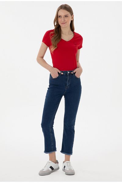 U.S. Polo Assn. Tricou pentru femei Polo Assn cu decolteu în V, extra slim fit