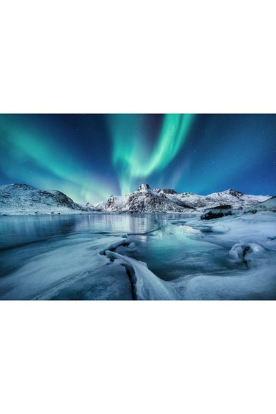 Zumzeria Tablou Canvas Amazing North Winter With Aurora Borealis View, 80x50cm, tabloucanvas920, Zumzeria ®