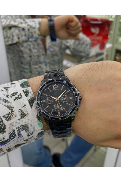 ÇENÇEN Lüx Erkek Kol Saati Siyah Kordon Rose Kasa Siyah Rose Kadran