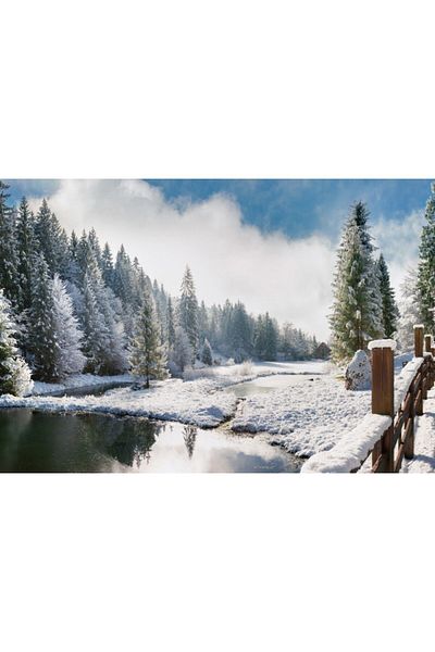 Zumzeria Tablou Canvas Frozen Lake And Winter Scenary Over Moiuntains, 80x50cm, tabloucanvas859, Zumzeria ®