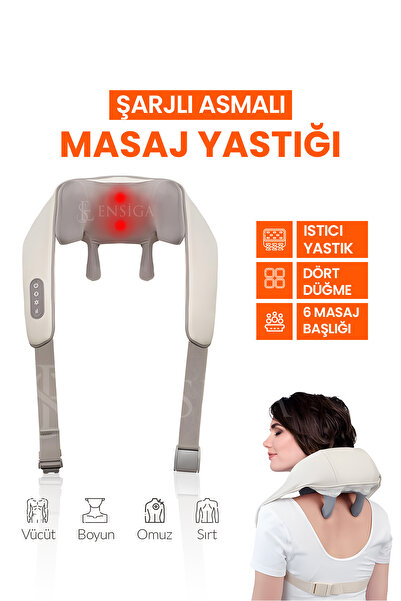 Mega Plus Şarjlı 2024 Yeni Nesil 8d Boyun Sırt Omuz Yoğurma Asmalı Masaj Yastığı Akupunktur Masajı