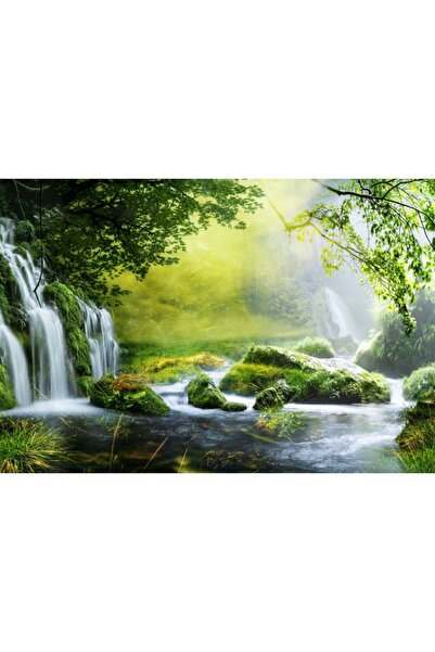 Zumzeria Tablou Canvas Beautiful Stream Painting In Tropical Forest, 80x50cm, tabloucanvas669, Zumzeria ®