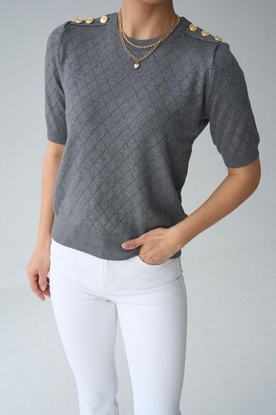 KAZAK Medium Gray Epaulette Sweater