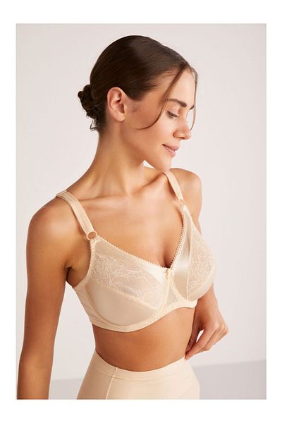 Kom Women's Underwire Cupless Lace Detailed Gathering Bra