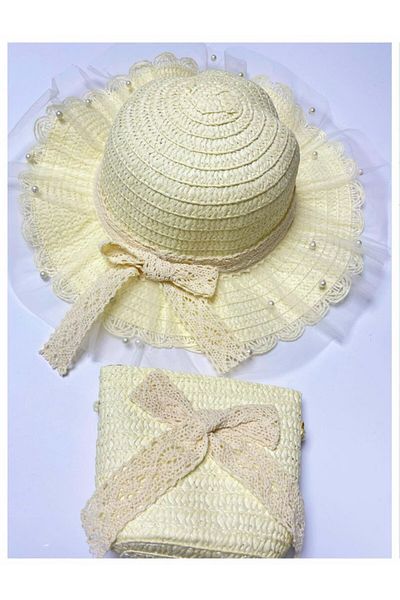 Nilbutik Girl's Colorful Straw Hat and Bag Set of 2