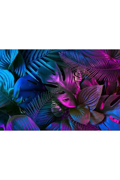 Zumzeria Tablou Canvas Vibrant Color Leaves Palm , 80x50cm, tabloucanvas1188,...