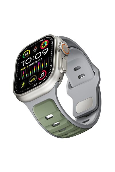 AktarMobile Apple Watch Ultra / Ultra 2 49 mm uyumlu Silikon Kordon Çift Renk...