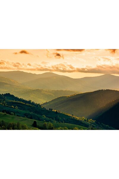 Zumzeria Καμβάς Tablou με θέμα το ορεινό τοπίο κατά το ηλιοβασίλεμα, 80x50εκ....