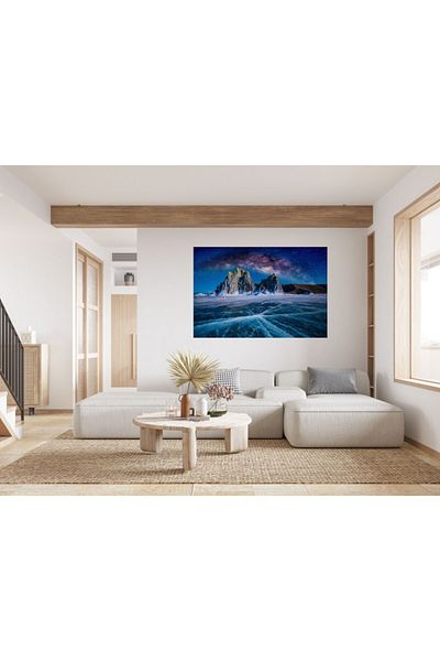 Zumzeria Tablou Canvas Night Over Frozen Winter Scenary, 80x50cm, tabloucanvas929, Zumzeria ®