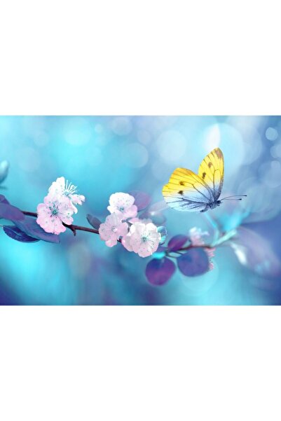 Zumzeria Tablou Canvas Beautiful Butterfly On Cherry Blossom Ram, 80x50cm, tabloucanvas364, Zumzeria ®