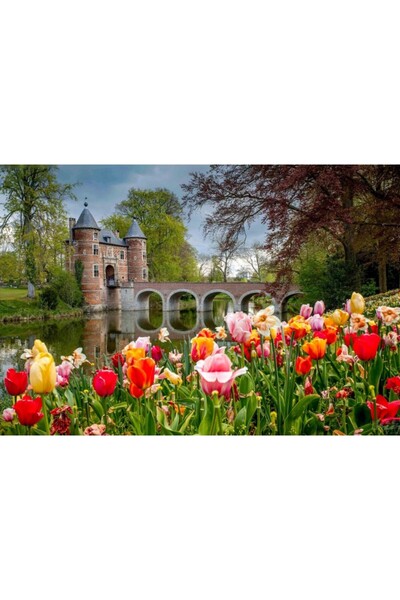 Zumzeria Καμβάς Tablou Όμορφες Τουλίπες και Τοπίο από Παλιό Κάστρο, 80x50εκ.,...
