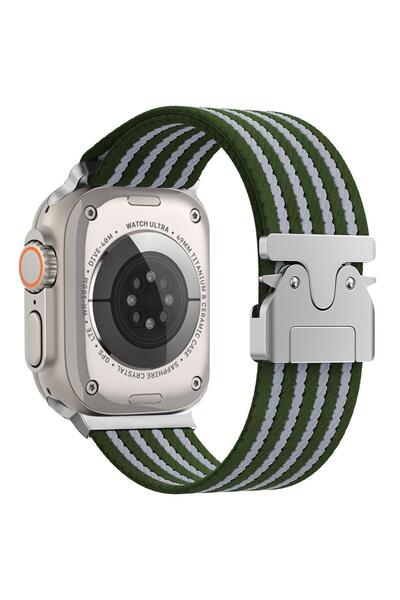 AktarMobile Apple Watch Ultra / Ultra 2 49 mm Uyumlu Naylon Dokuma Kumaş Kord...