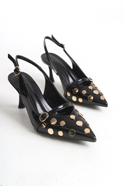 MARSEDO Kadın Stiletto Sivri Burun Troklu Arkası Açık Topuklu Ayakkabı Almira