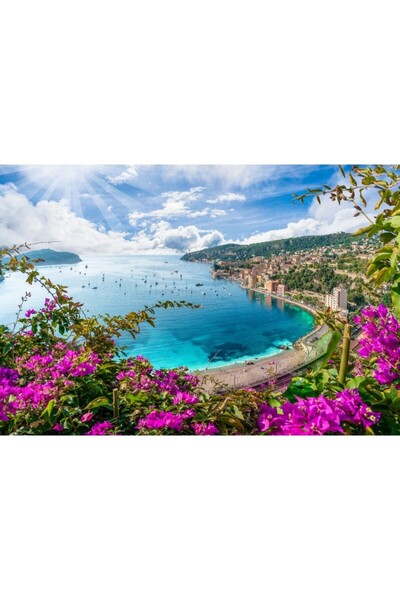 Zumzeria Tablou καμβάς με εναέρια θέα της ακτογραμμής της Ριβιέρας, 80x50εκ.,...