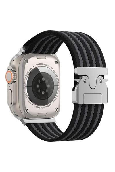 AktarMobile Apple Watch Ultra / Ultra 2 49 mm Uyumlu Naylon Dokuma Kumaş Kord...