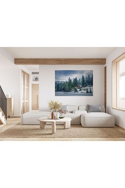 Zumzeria Tablou Canvas The Cabin In The Woods While Winter, 80x50cm, tabloucanvas860, Zumzeria ®