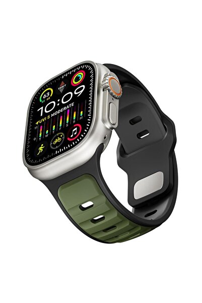 AktarMobile Apple Watch Ultra / Ultra 2 49 mm uyumlu Silikon Kordon Çift Renk...