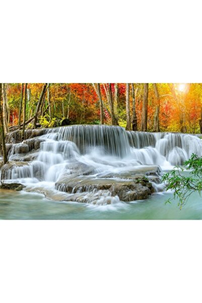 Zumzeria Tablou Canvas Spectacular Forest Waterfall, 80x50cm, tabloucanvas380...