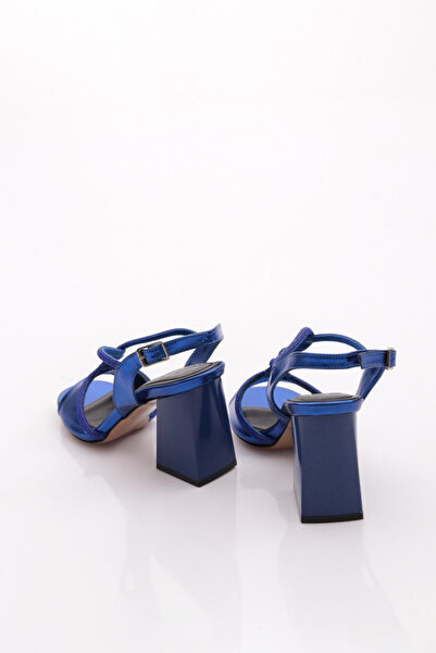 DGN 808-23Y Women's Banded Silver Stone Heeled Sandals with Stud Accessories