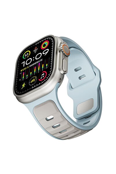AktarMobile Apple Watch Ultra / Ultra 2 49 mm uyumlu Silikon Kordon Çift Renk...