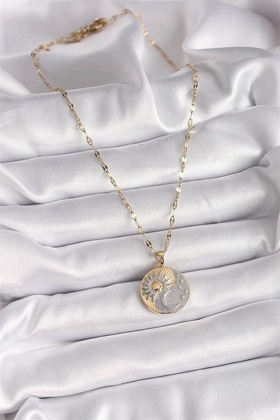 Store 316l الصلب مزيج اللون سلسلة الزركون حجر شروق الشمس / غروب الشمس المنجد نموذج قلادة المرأة