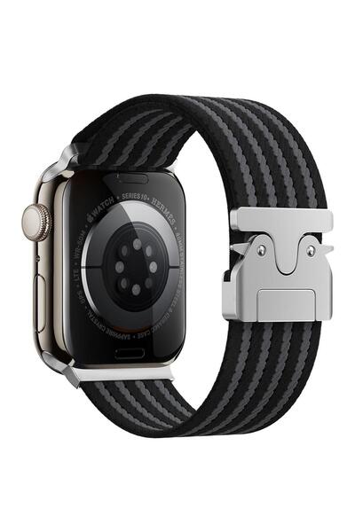 AktarMobile Apple Watch 10 46 mm Uyumlu Naylon Dokuma Kumaş Kordon Premium Ka...