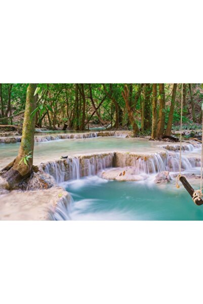 Zumzeria Tablou Canvas Rope Swing And Beautiful flowing Waterfall, 80x50cm, t...