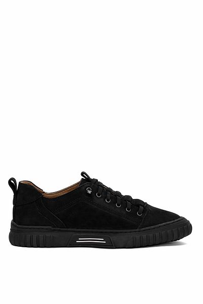 Ayakkabı Fuarı Ανδρικά παπούτσια casual από γνήσιο δέρμα Nubuck - Elite MZV6001N Μαύρο