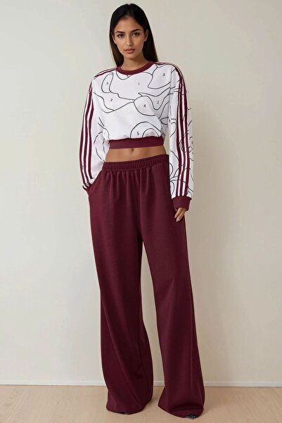 Hiccup Elastic Waist and Wide Leg Knitted Trousers