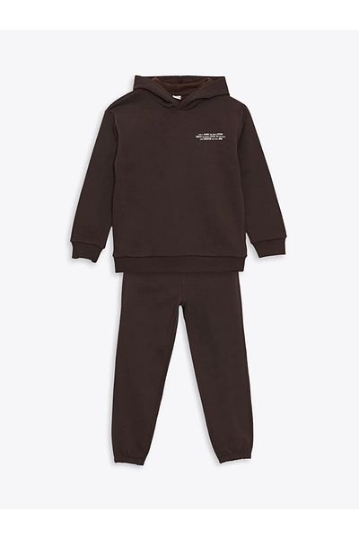 LC Waikiki Lcw Kids Brown Hooded Boys Thick Tracksuit Suit