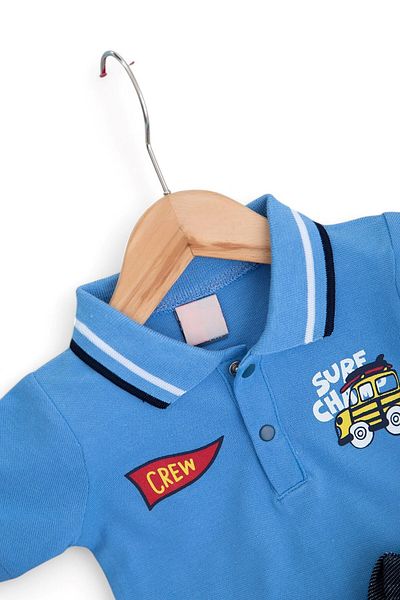 Egelite Baby Boy Summer Polo Collar Denim Look Soft Shorts 2-Piece 6-9-12-18-24 Months Baby Set