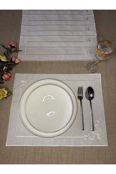 Smiling Home 6 Pieces Linen - Ecru Color - Fate Model - American Service / Supla