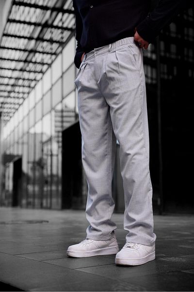 COMBİNE MİCHAİL Men's Baggy Fit Pleated Fabric Trousers - Light Gray