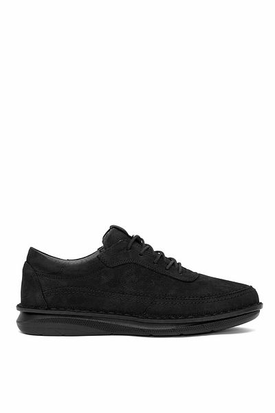 Ayakkabı Fuarı Ανδρικά παπούτσια casual - Elit MZV7040N Μαύρο δέρμα Nubuck