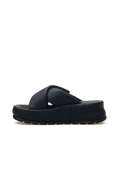 Guja Women's Thick Heeled Daily Slippers Z Black 25Y 25Y400-1