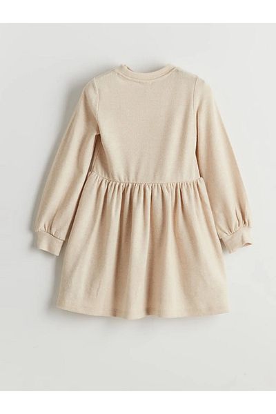 LC Waikiki Lcw Kids Beige Crew Neck Girls' Dress