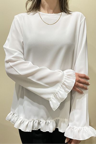 Modabenna Women's Ecru Pleated Hijab Tunic Shirt Skirt Trend Blouse